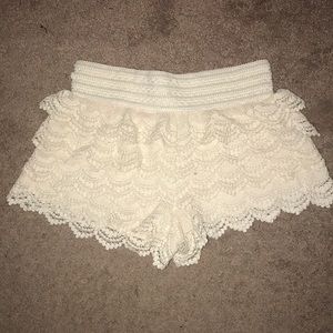White Ruffled Shorts